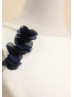 Boat Neckline Satin Tulle Knee Length Flower Girl Dress